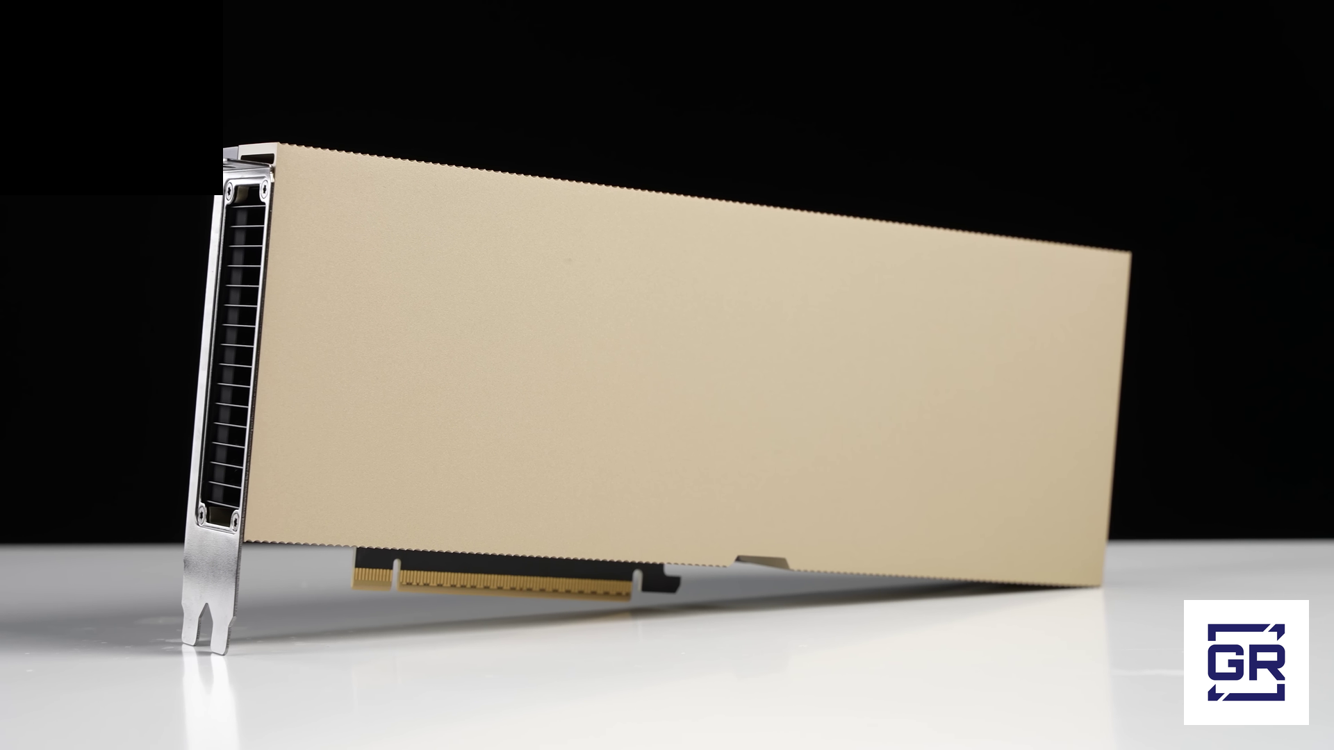 NVIDIA H100 GPU module against black background, with GPU Resource brand badge